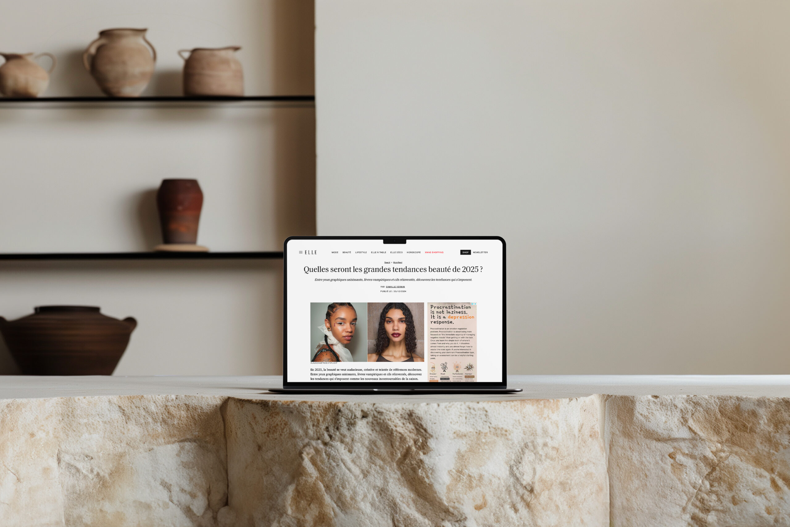 ELLE Belgique- projet web design UX et Développement web sur-mesure - article en version desktop