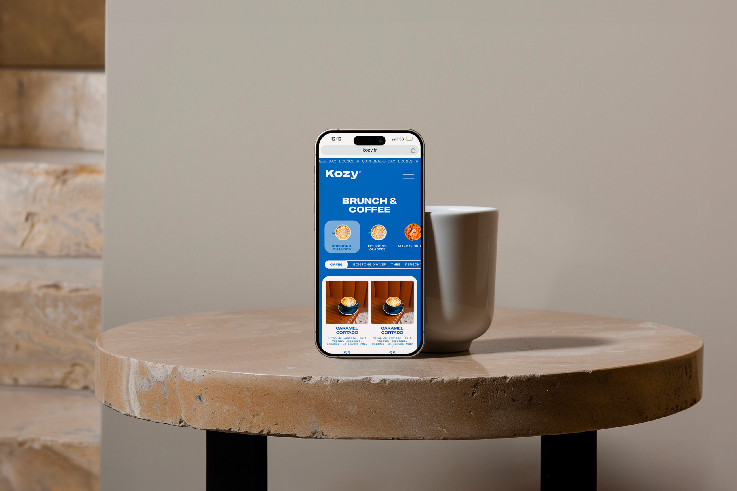 Kozy - projet web design UX et Développement web sur-mesure - menu en version mobile