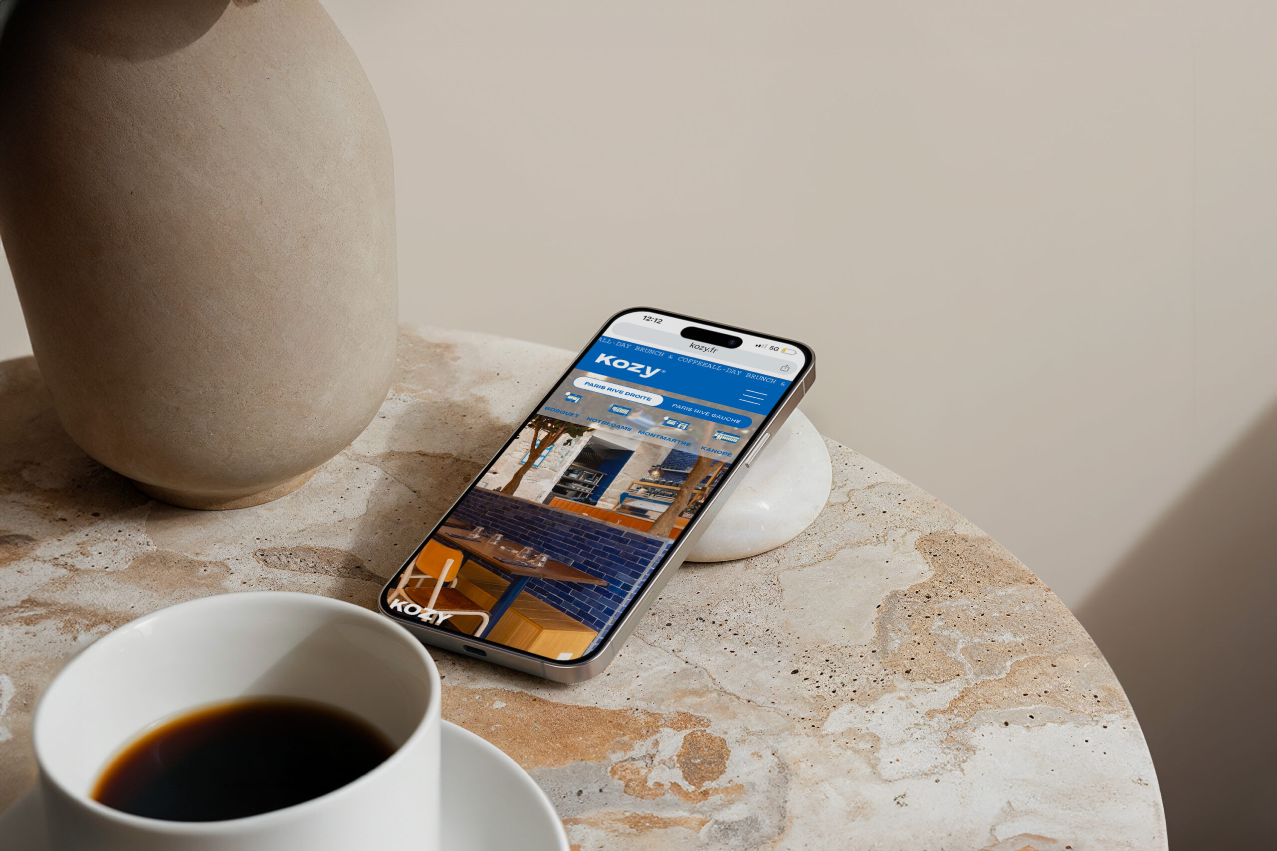 Kozy - projet web design UX et Développement web sur-mesure - restaurant en version mobile