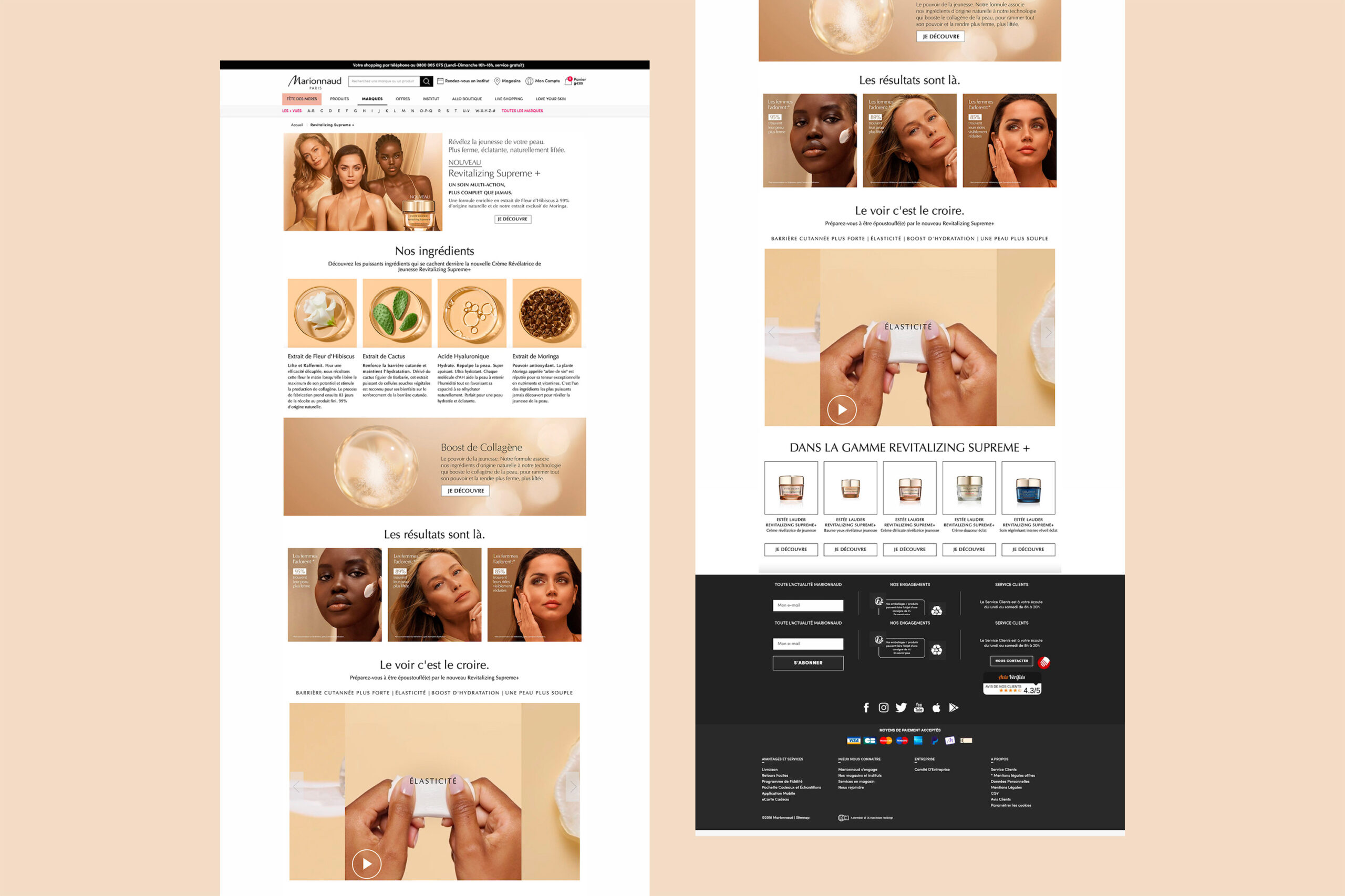 Création de landing page html - L'AGENCE Design Studio - Estée Lauder Revitalizing Supreme Plus - Page complète